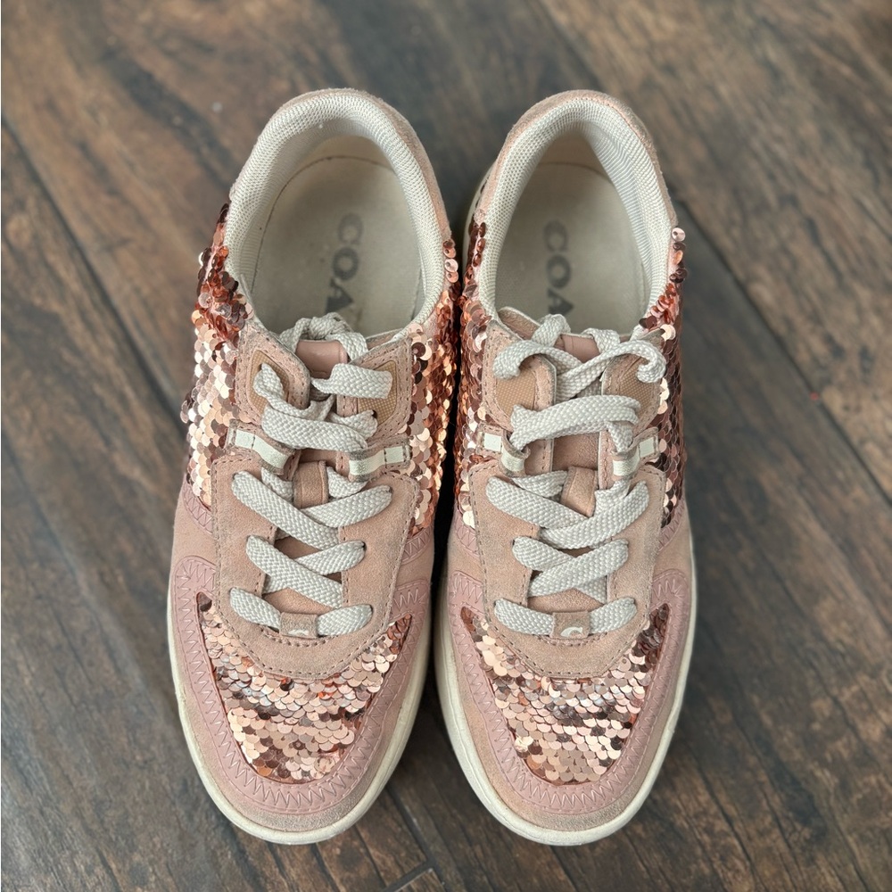 Coach Pink Sequin Sneakers